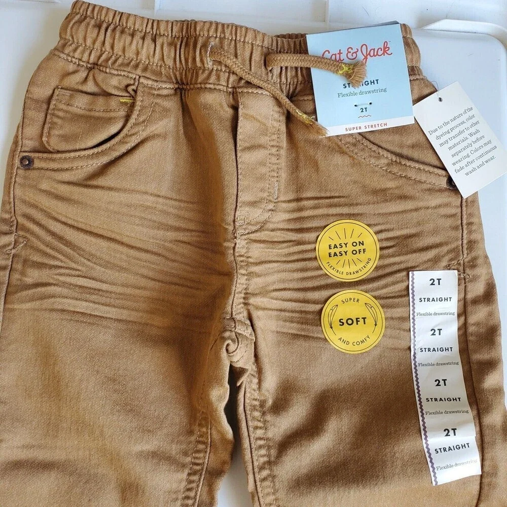 Cat & Jack Pants Boy's Girl's Size 2T Straight School Approved Khaki Pants New